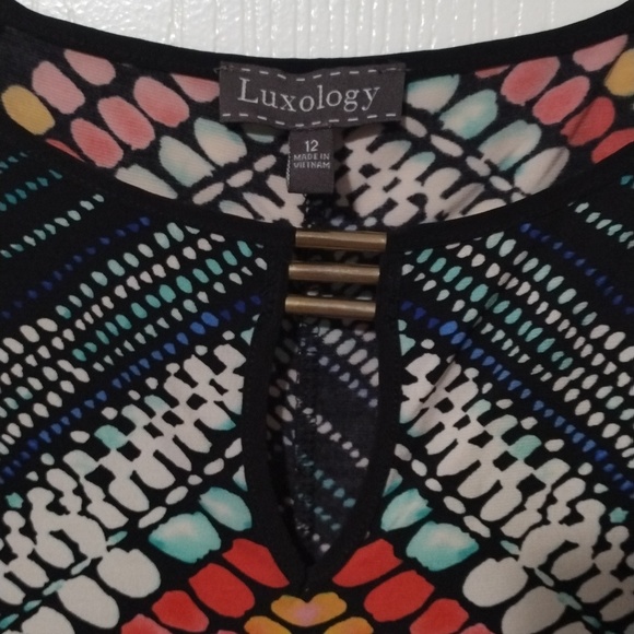 🫶 Luxology size 12 cold shoulder multicolor party dress - Picture 3 of 4